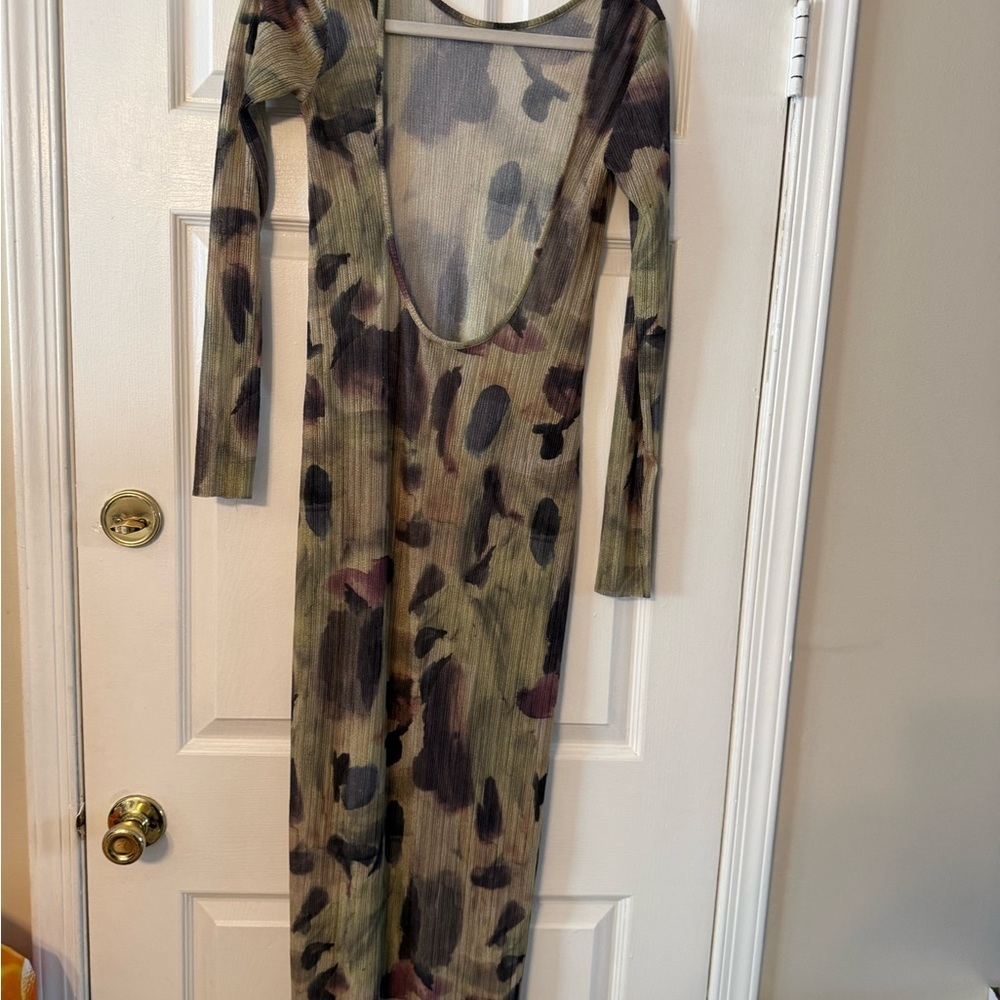 Zara Multicolor Long Sleeve Sheer Dress - Picture 3 of 5
